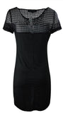 Net Shoulder Short Sleeved Dress. - TATTOPANI