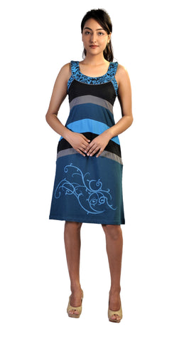 Sleeveless Round Neck Dress Patch & Print Design. - craze-trade-limited