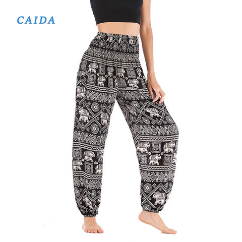 CAIDA Women Red Elephant Design Loose Fit Harem Pants Hippie  Workout Party Beach Pants Casual Trousers Dropshipping