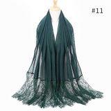 2020 NEW women lace cotton solid color muslim head scarf shawls and wraps pashmina bandana female foulard ladies hijab stores