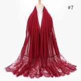2020 NEW women lace cotton solid color muslim head scarf shawls and wraps pashmina bandana female foulard ladies hijab stores