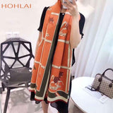 Luxury brand Winter New Carriage Scarf Warm Shawl Thicken Tassels Horse cashmere-like fashion show poncho cape womens pashmina