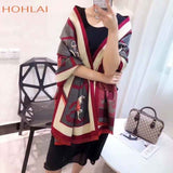 Luxury brand Winter New Carriage Scarf Warm Shawl Thicken Tassels Horse cashmere-like fashion show poncho cape womens pashmina