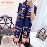 Luxury brand Winter New Carriage Scarf Warm Shawl Thicken Tassels Horse cashmere-like fashion show poncho cape womens pashmina