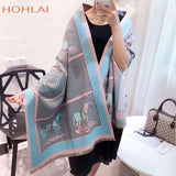 Luxury brand Winter New Carriage Scarf Warm Shawl Thicken Tassels Horse cashmere-like fashion show poncho cape womens pashmina