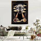 White Black Sun Moon Mandala Tapestry Wall Hanging Celestial Wall Tapestry Hippie Wall Carpets Dorm Decor Psychedelic Tapestry