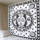 White Black Sun Moon Mandala Tapestry Wall Hanging Celestial Wall Tapestry Hippie Wall Carpets Dorm Decor Psychedelic Tapestry