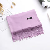 Luxury Solid Women Scarf Winter Cashmere Pashmina Shawls Warm Lady Blanket Wraps Bufanda Scarves Tassel Neck Echarpe 2020