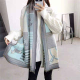 Luxury brand Winter New Carriage Scarf Warm Shawl Thicken Tassels Horse cashmere-like fashion show poncho cape womens pashmina