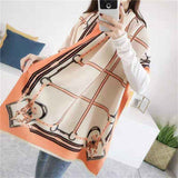 Luxury brand Winter New Carriage Scarf Warm Shawl Thicken Tassels Horse cashmere-like fashion show poncho cape womens pashmina