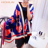 Luxury brand Winter New Carriage Scarf Warm Shawl Thicken Tassels Horse cashmere-like fashion show poncho cape womens pashmina