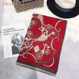 Luxury brand Winter New Carriage Scarf Warm Shawl Thicken Tassels Horse cashmere-like fashion show poncho cape womens pashmina