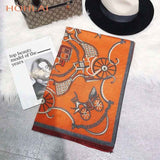 Luxury brand Winter New Carriage Scarf Warm Shawl Thicken Tassels Horse cashmere-like fashion show poncho cape womens pashmina
