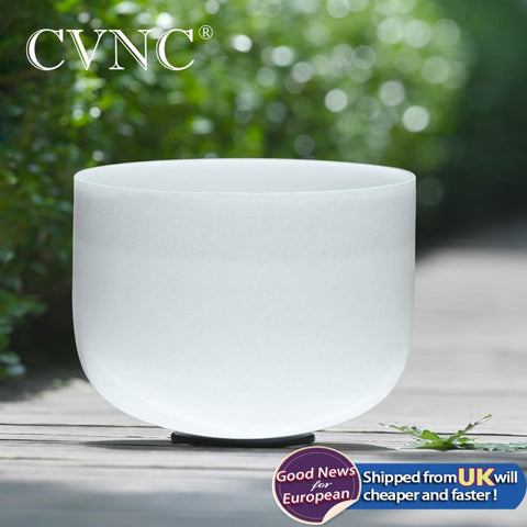 CVNC 8inch Note C/D/E/F/G/A/B Chakra Frosted Quartz Crystal Singing Bowl 8" Meditation + Rubber Stick Included