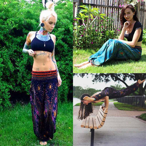 Harem Trousers Festival Hippy Smock High Waist Eye Print Yoga Pants - craze-trade-limited